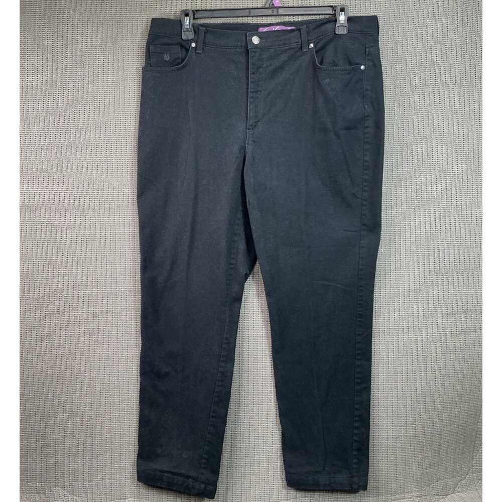 Gloria Vanderbilt Amanda Womens Size 18 Black Stretch Mid-Rise Straight Jeans
